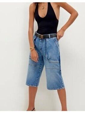 Free People Havasu Slouchy Cropped Jeans Jorts Womens 26 Oversized Y2K 90s Relax